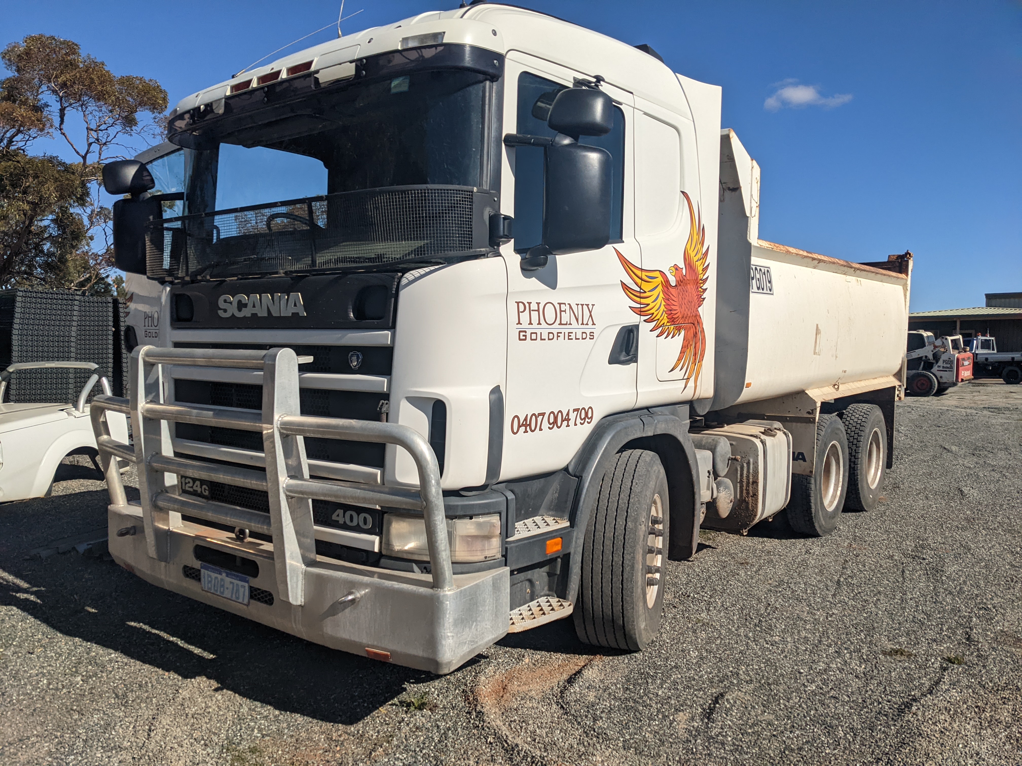 Phoenix Goldfields branded Scania tipper truck — Kalgoorlie civil and mining contractor